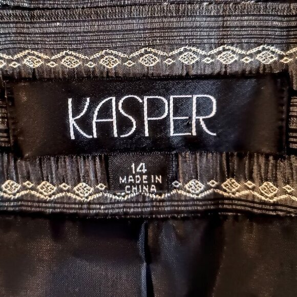 Kasper Black Grey White Horizontal Stripe Blazer - Picture 5 of 6